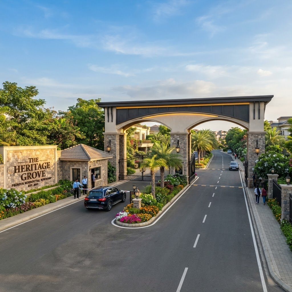 Grand entrance gate of the township